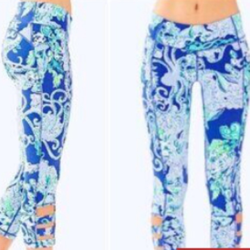 Lilly Pulitzer Luxletic Sea Siren Capri Pants UPF 50+ workout leggings Sz XS